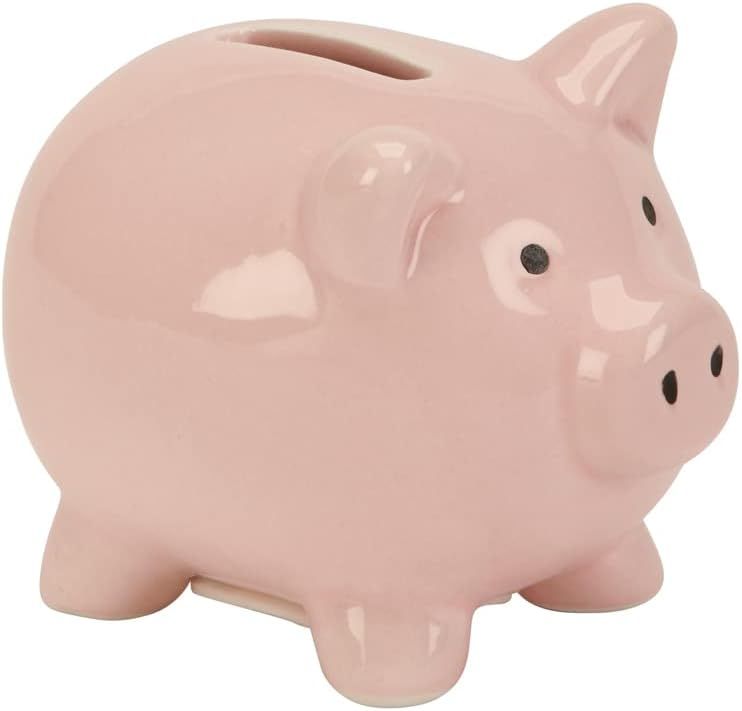 Small Pink Ceramic Piggy Bank with Gift Box