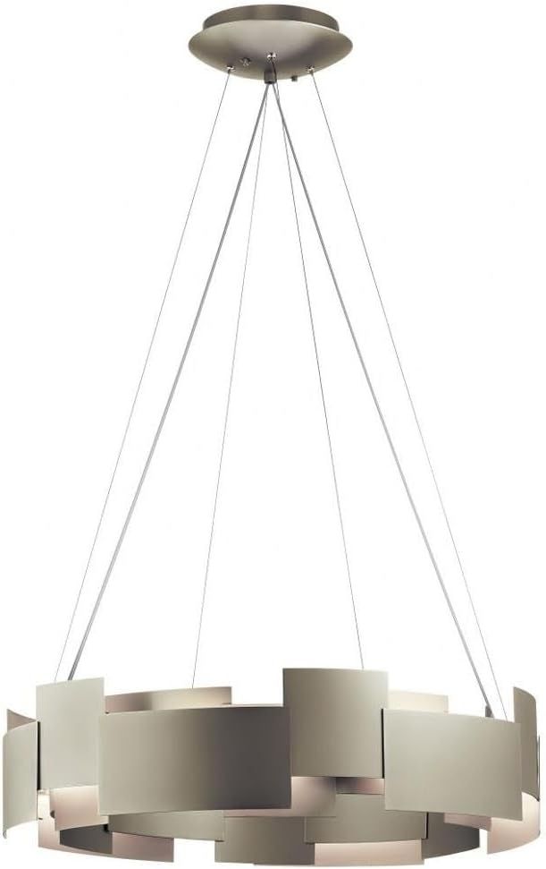 Satin Nickel 26.5" Modern LED Drum Pendant with Black Shade