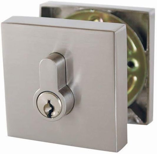 Satin Nickel Square Single Cylinder Deadbolt