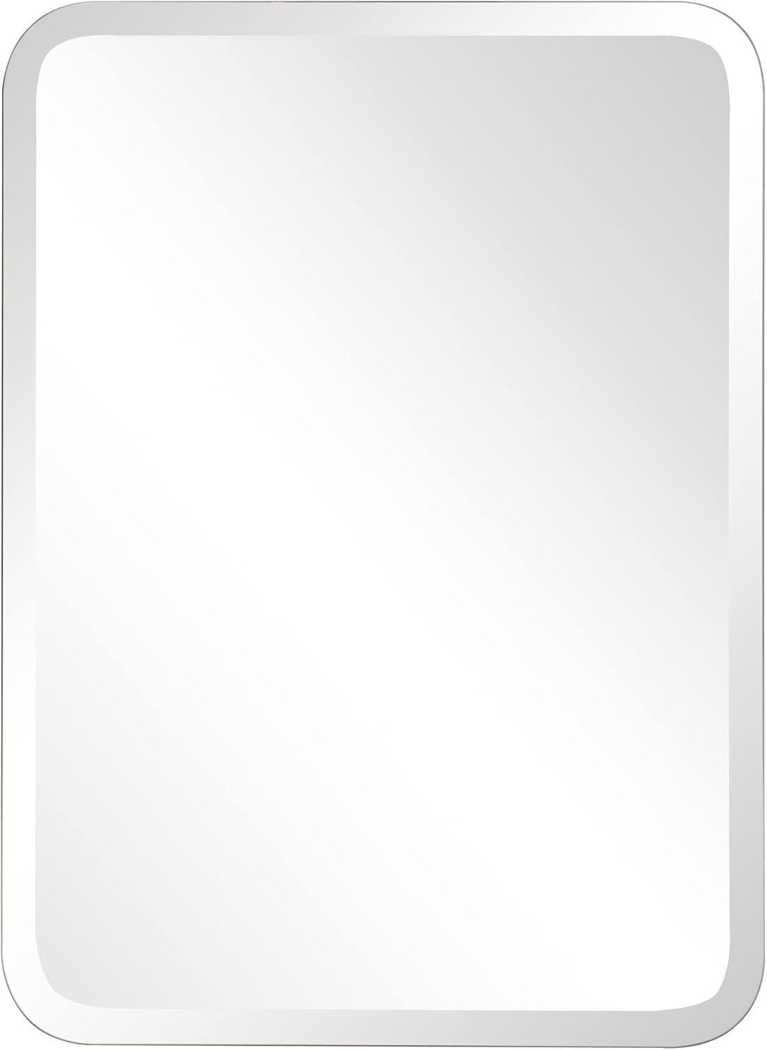 Sleek Frameless Beveled Edge Rectangular Wall Mirror, 24x32 Inch