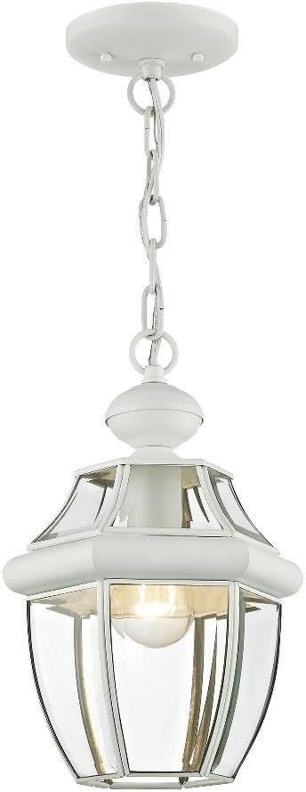 Monterey Elegant White Brass Outdoor Pendant with Clear Beveled Glass