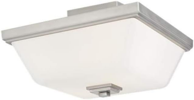 Brushed Nickel 2-Light Semi-Flush Mount with Glass Shade