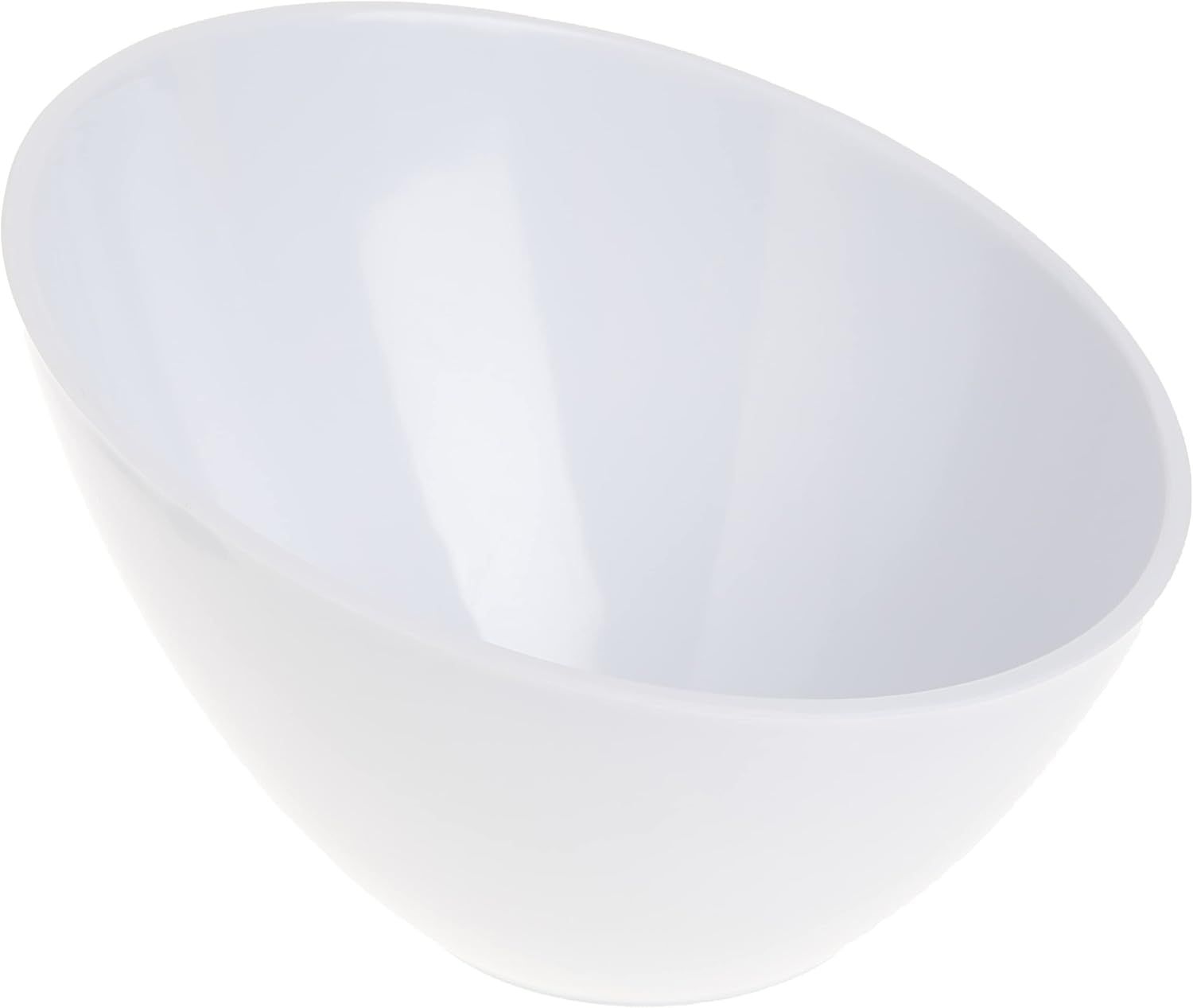 White Round Melamine Slanted Serving Bowl, 8"