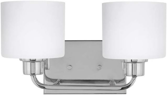 Canfield Chrome 2-Light Wall Sconce with Etched Glass Shade