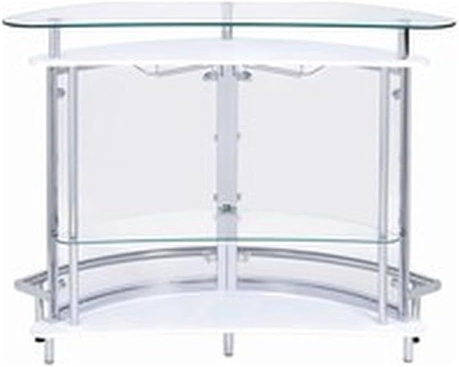 Contemporary White Metal and Clear Acrylic Home Bar Unit