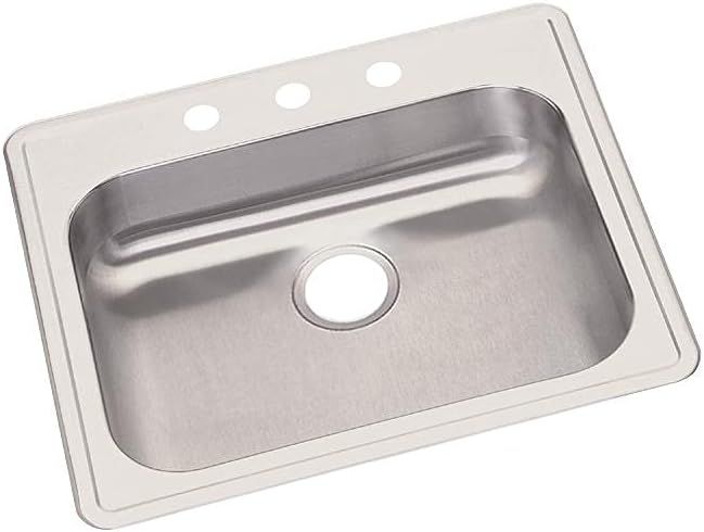 Dayton Single Bowl Three-Hole Drop-In Stainless Steel Sink