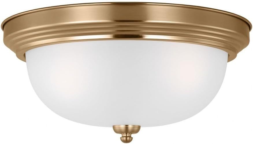 Geary 3-Light Satin Brass and Glass Flush Mount