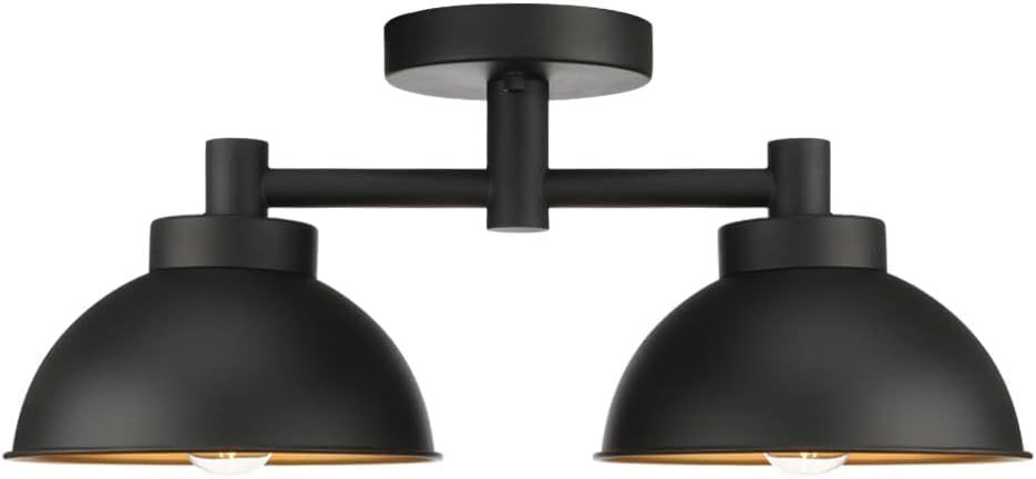 Modern Black Glass Bowl 2-Light Indoor Sconce