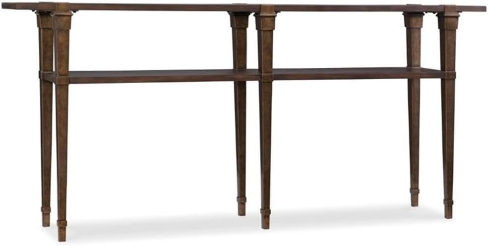 Transitional Acacia and Metal Console Table with Storage Shelf