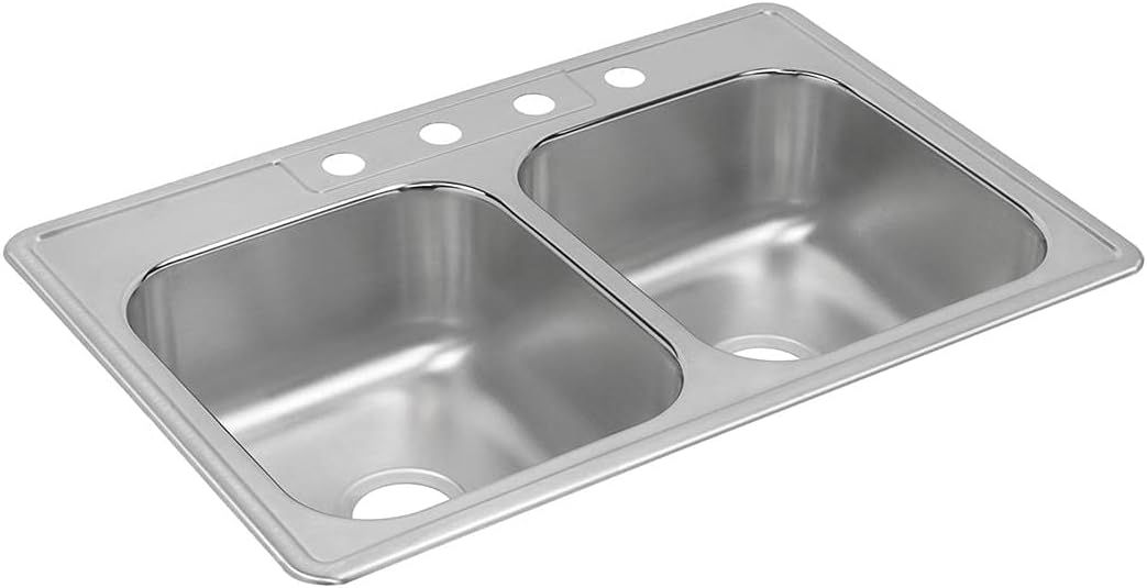 Elkay 33" x 22" Stainless Steel Double Bowl Kitchen Sink