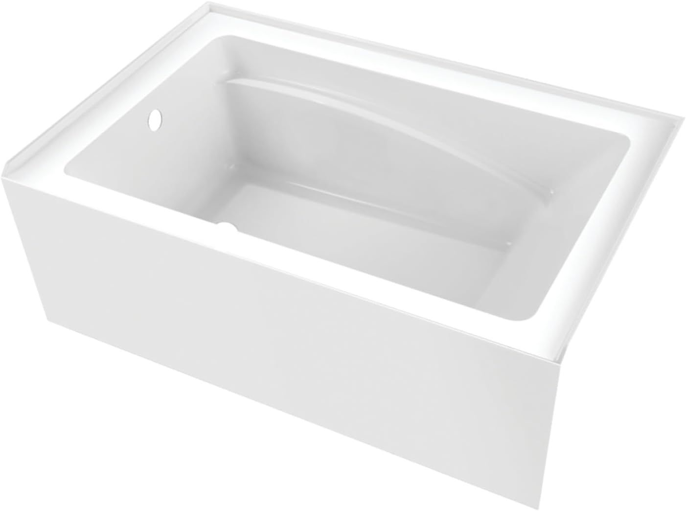 Glossy White 54-Inch Acrylic Alcove Tub with Left Hand Drain