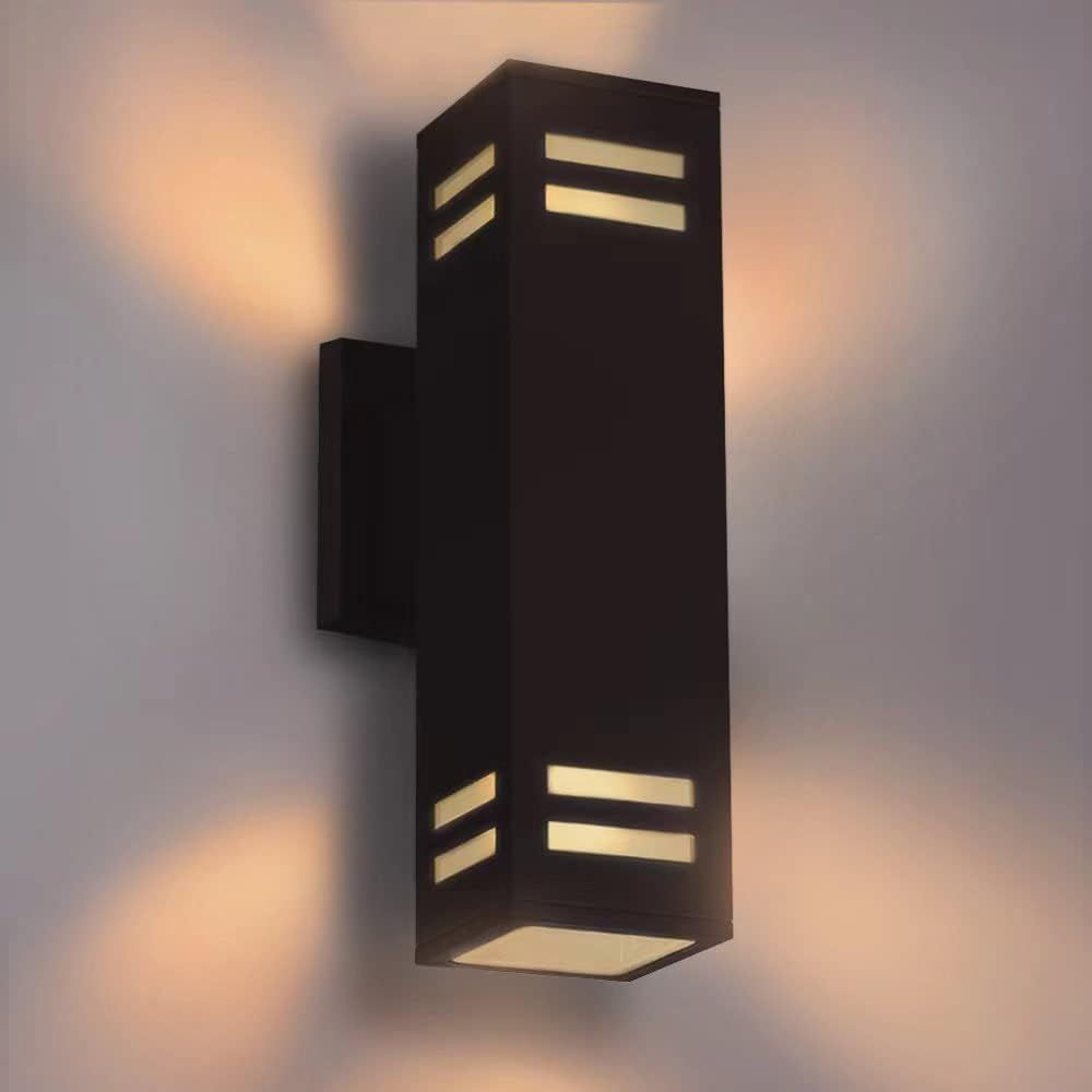 Modern Bronze Outdoor Waterproof Wall Sconce with Glass Shade