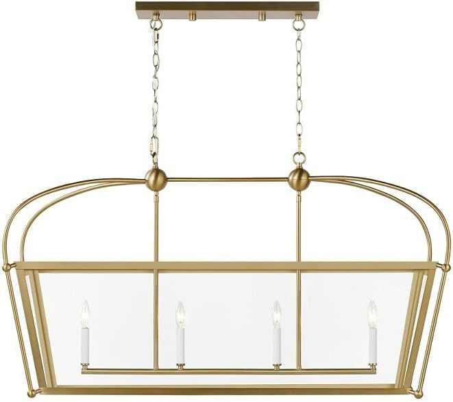 Satin Brass Elegance 4-Light Linear Pendant for Indoor/Outdoor