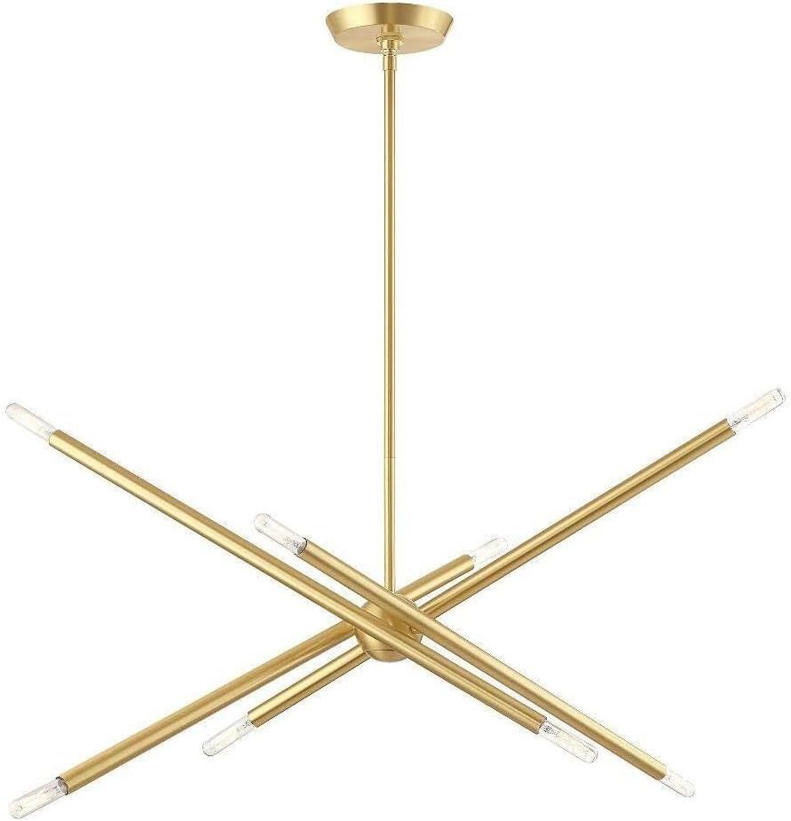 Soho Satin Brass 8-Light Linear Chandelier with Crystal Accents