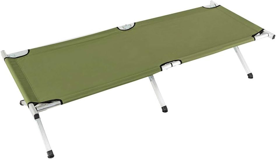 Army Green Portable Folding Camping Cot with Aluminum Frame