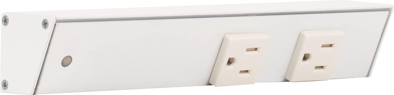 White Angled Power Strip with 2 Receptacles, 9 Inch