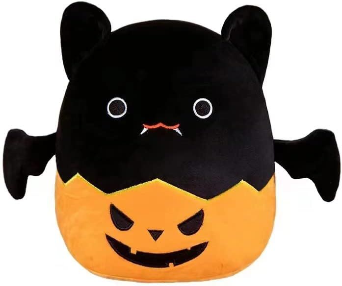 Small Black and Orange Halloween Cow Plush Pillow