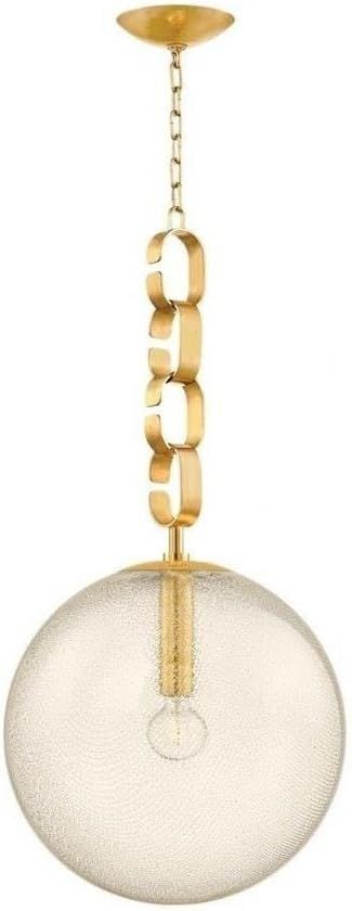 Vintage Brass and Clear Glass Globe Pendant Light