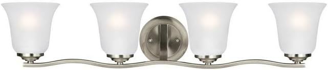 Brushed Nickel 4-Light Vanity Fixture with Satin Etched Glass Shades