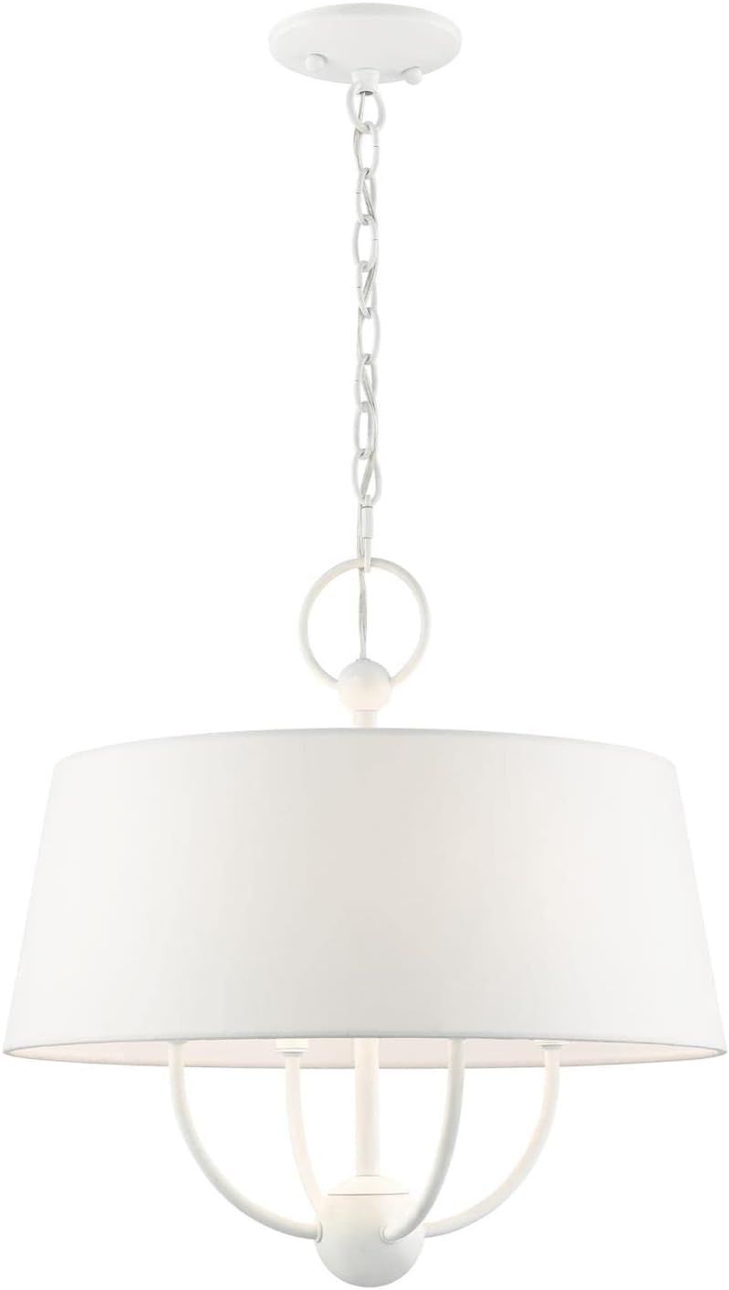 White Glass Drum 4-Light Indoor/Outdoor Chandelier