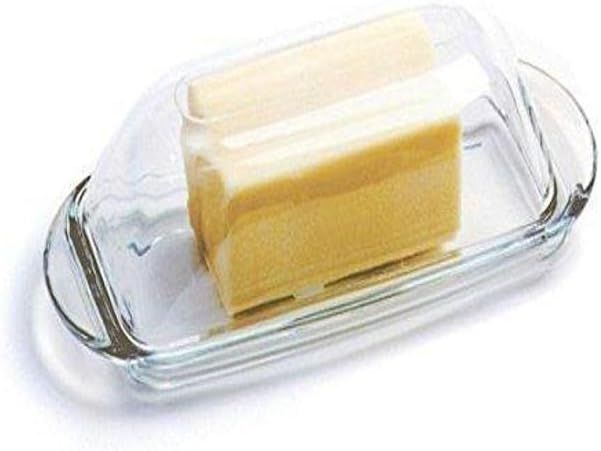 Clear Glass Covered Butter Dish with Handles