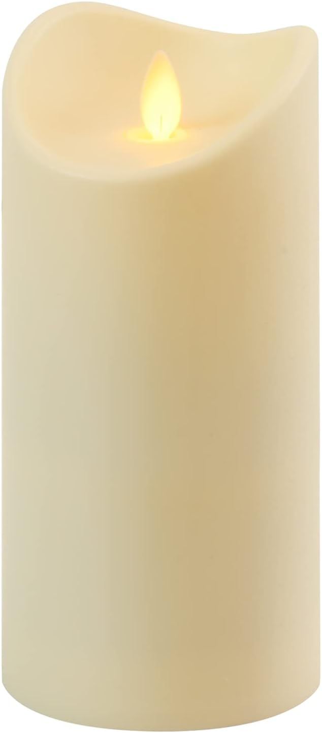 Cream Flameless LED Pillar Candle with Moving Flame