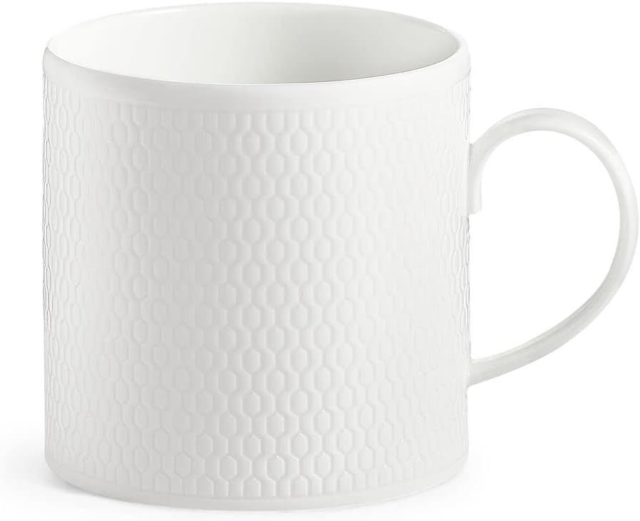 White Ceramic Embossed Geometric Pattern Mug