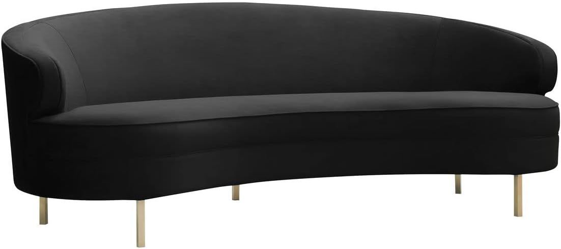 Baila Luxe Black Velvet 89'' Contemporary Sofa with Gold Legs