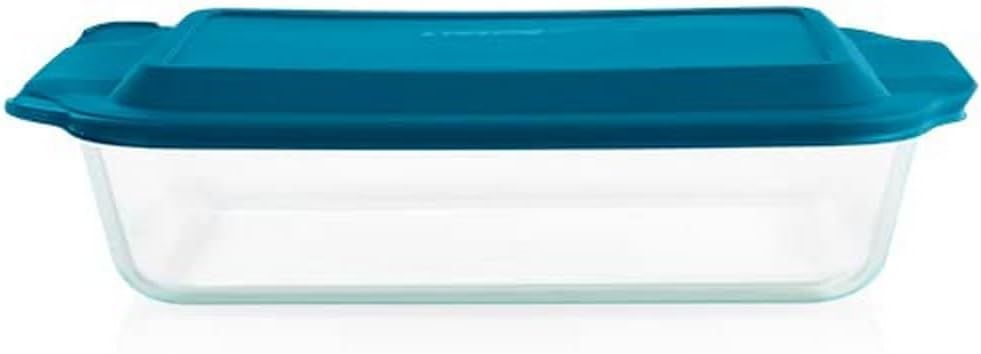 Deep 9x13-Inch Glass Baking Dish with Blue Lid