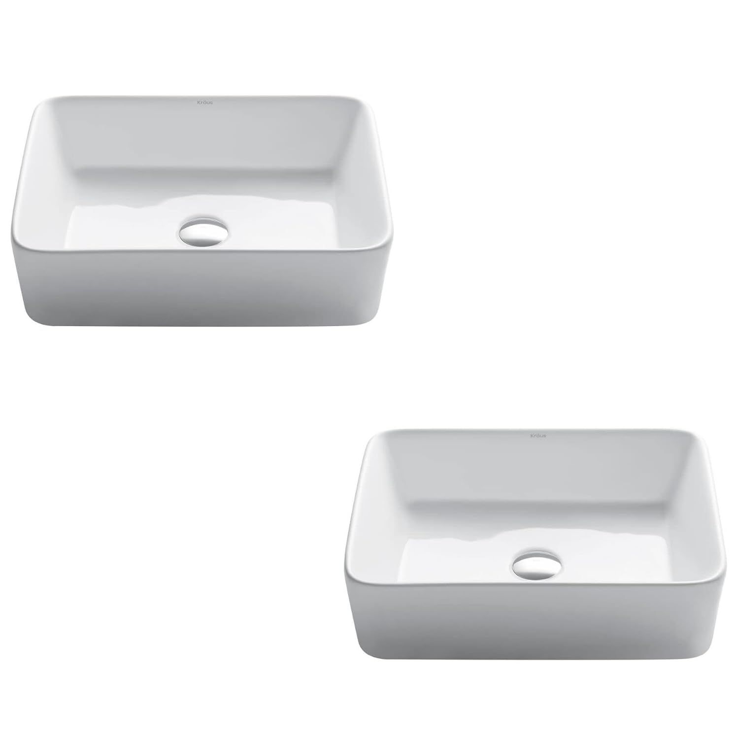 Elavo White Ceramic Rectangular Vessel Bathroom Sink, 19.2 x 15.2 Inches