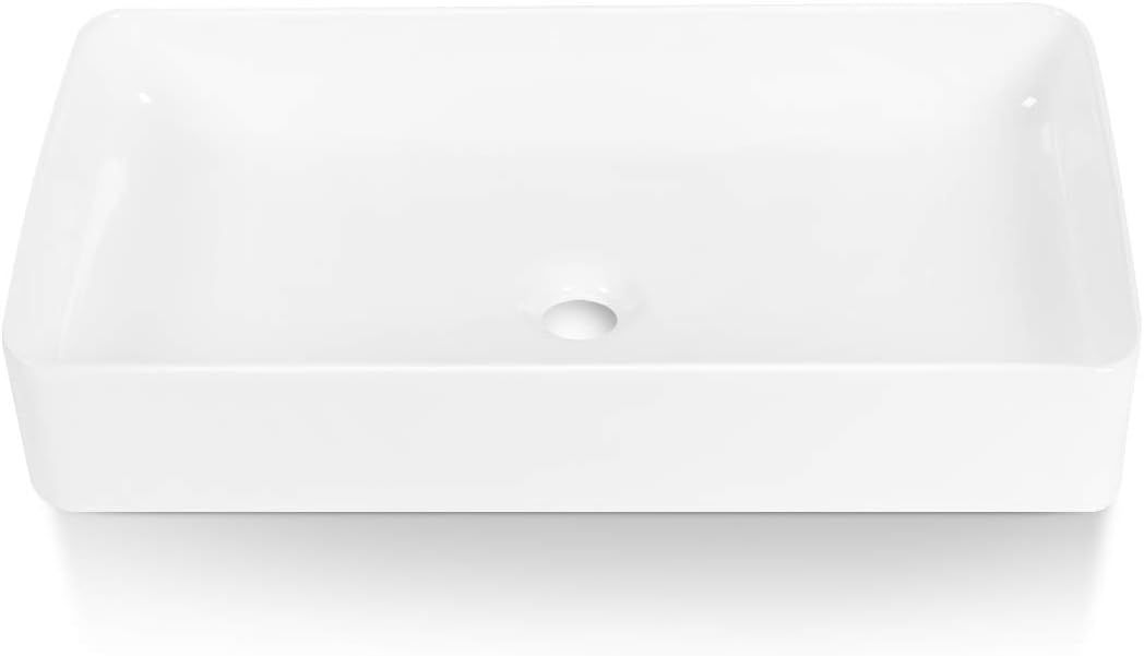 24'' White Gloss Ceramic Rectangular Above-Counter Sink