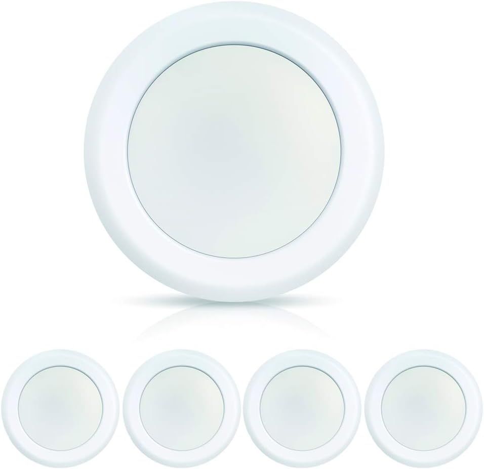 White Aluminum 6" Dimmable LED Disk Light, 4-Pack