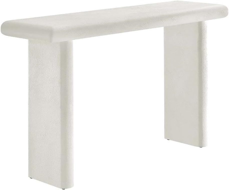 White Concrete and Mango Wood Console Table, 52"