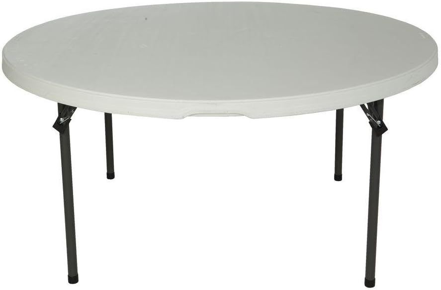 Almond Round 60-Inch Plastic Folding Banquet Table Set