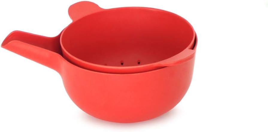 Tomato Red Bamboo Small Bowl and Colander Set