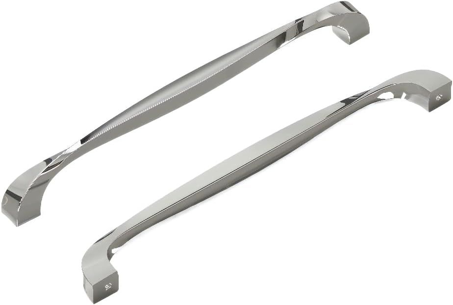 Hickory Hardware 1 Pack Solid Core Kitchen Cabinet Pulls, Luxury Cabinet Handles, Hardware for Doors & Dresser Drawers, 8-13/16 Inch (224mm) Hole Center, Polished Nickel, Twist Collection