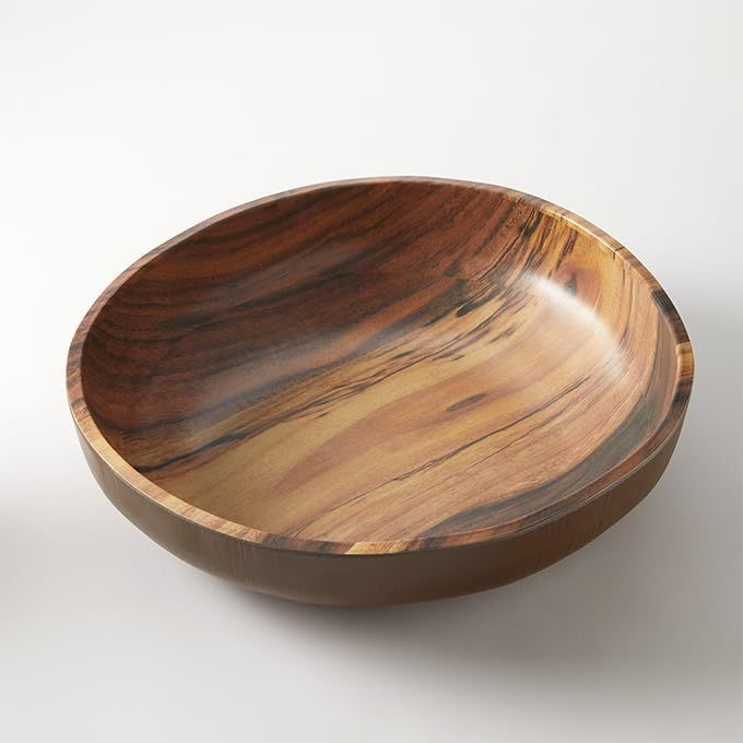 Acacia Wood Look Melamine Serving Bowl