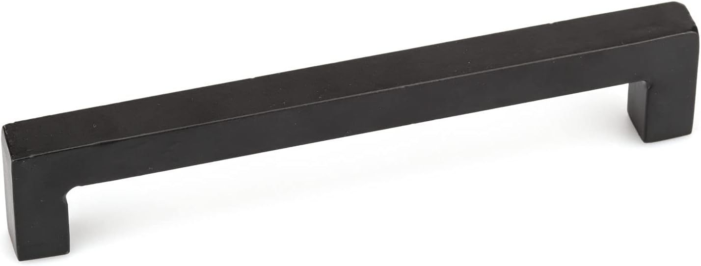 Matte Black Iron Rectangular Pull Handle with Mounting Hardware