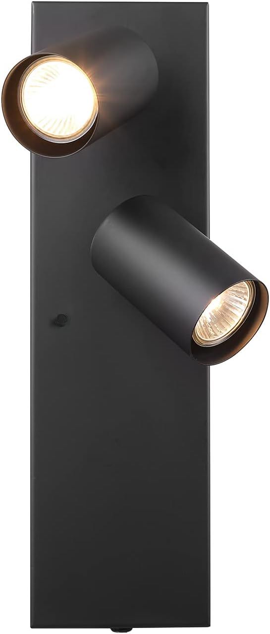 Matte Black Industrial 2-Light Wall Sconce with Pivoting Heads