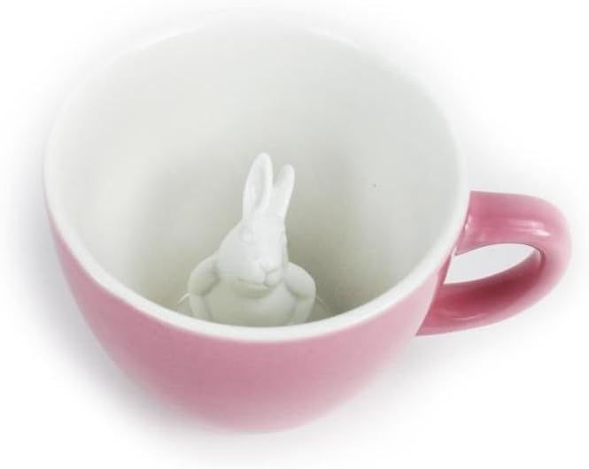 Blush Pink Ceramic Rabbit Creature Cup, 11 Ounce