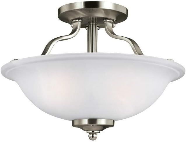 Brushed Nickel 13" Satin Etched Glass Semi-Flush Mount Light