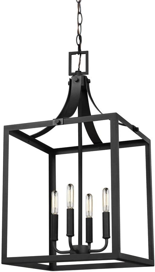 Labette Large Black Farmhouse 4-Light Hall Chandelier
