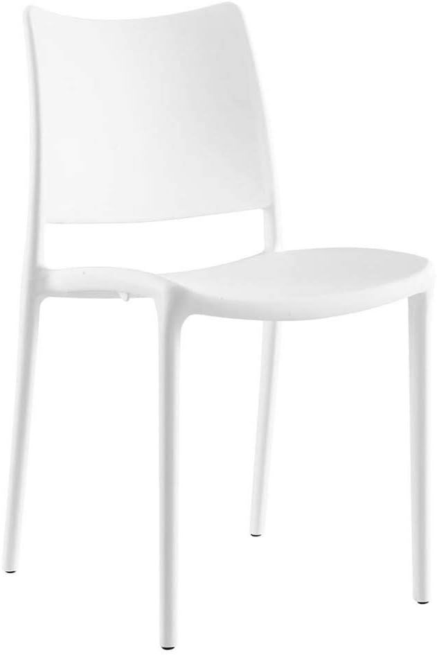 Luna Modern Minimalist White Polypropylene Stackable Side Chair