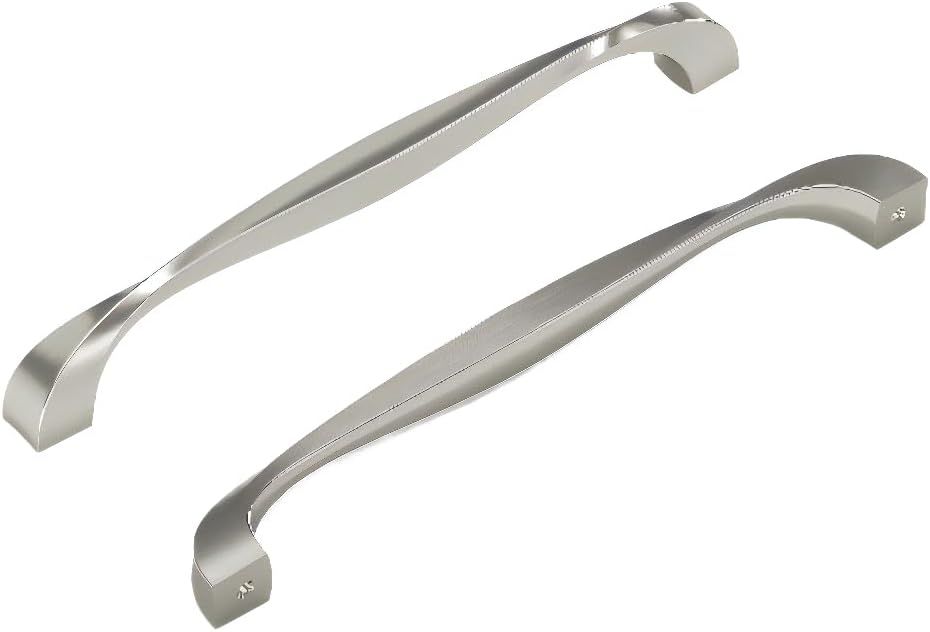 Satin Nickel 8 1/4" Modern Bar Cabinet Pulls with Mounting Hardware