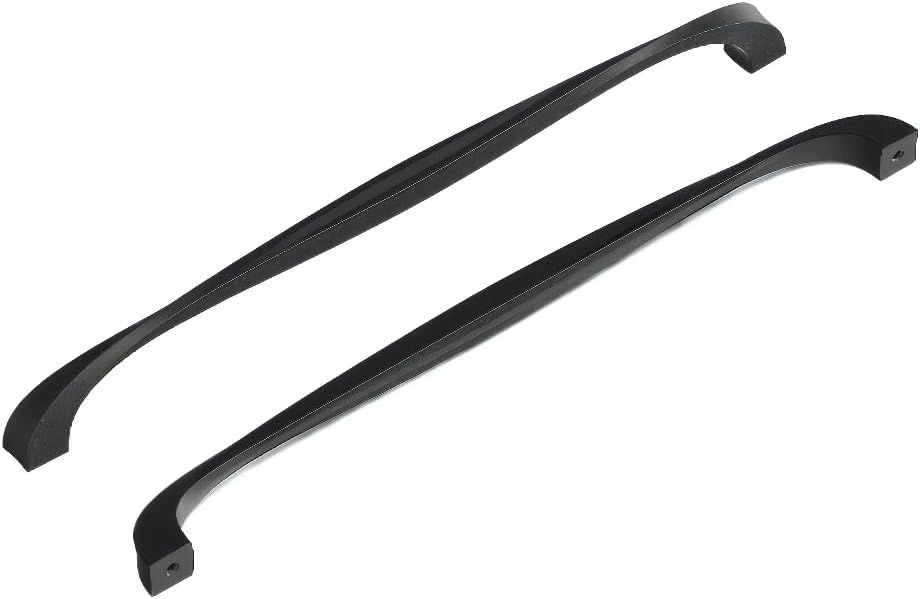 Modern Black Iron Bar Handle with Mounting Hardware, 12-inch