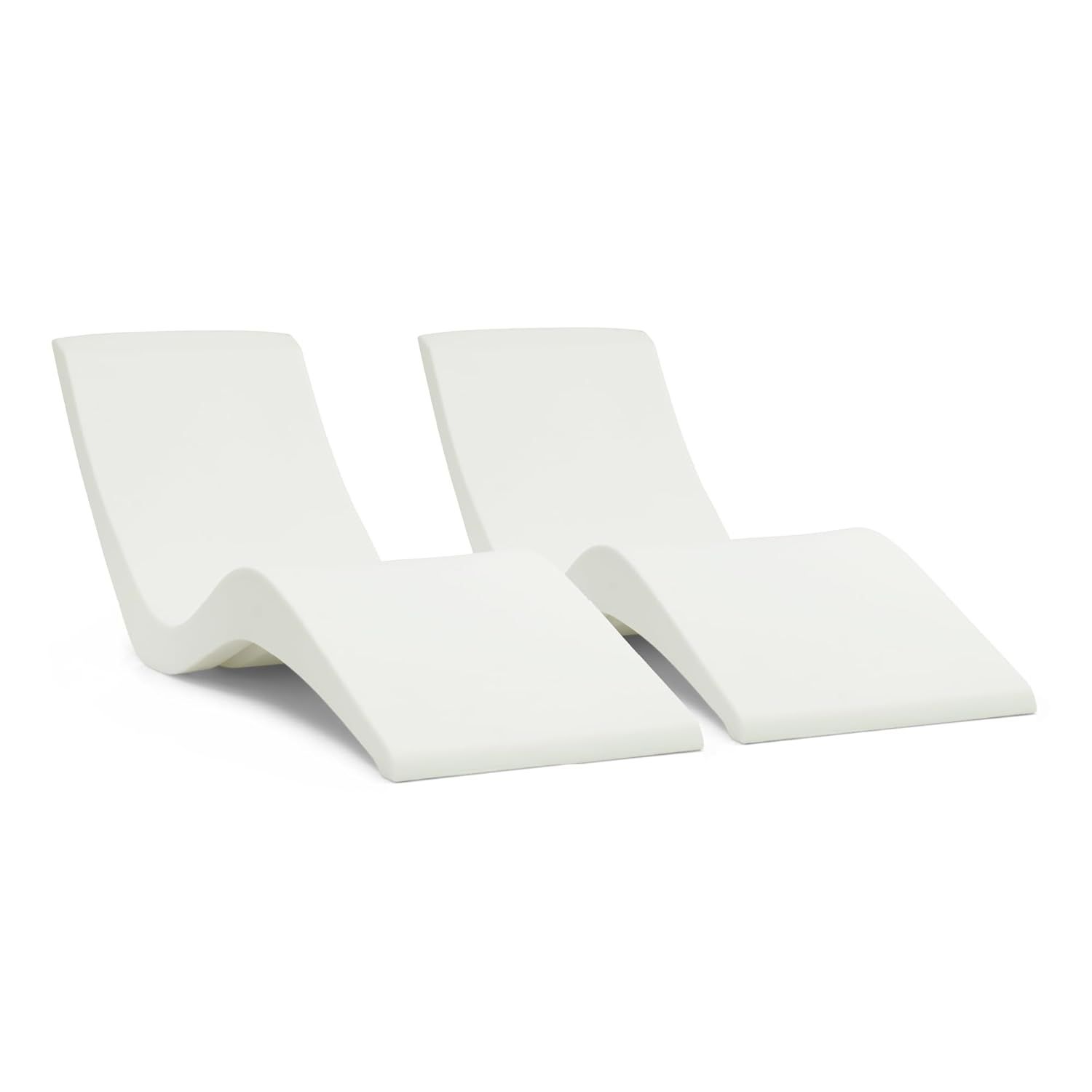 Classic White UV-Resistant Resin In-Pool Chaise Lounger Set