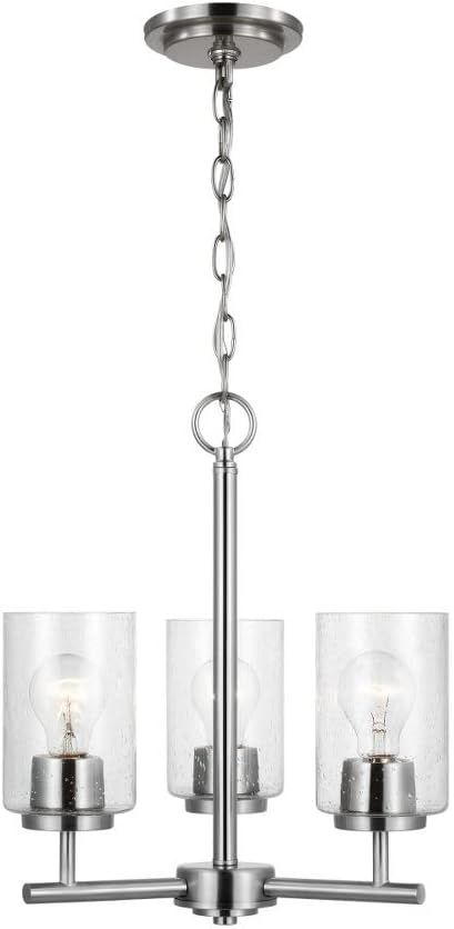 Brushed Nickel 3-Light Chandelier with Clear Seeded Glass