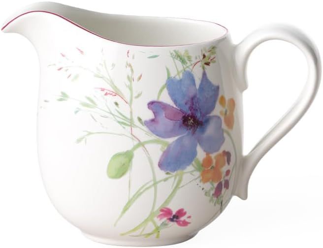 Mariefleur 10 oz White and Multicolor Porcelain Creamer