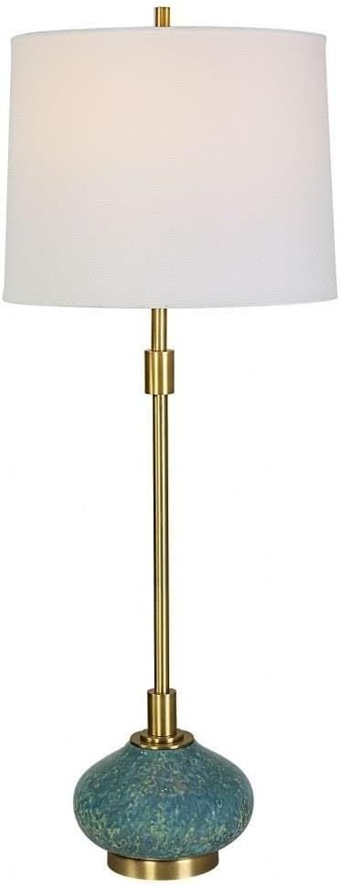 Kaimana Aged Blue and Brass Buffet Lamp with Empire Shade