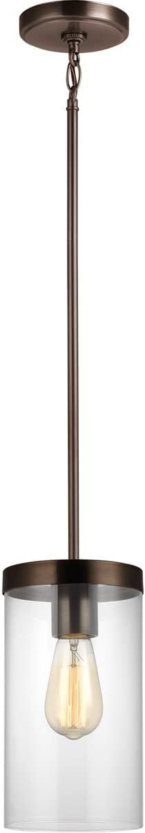 Modern Zire 6" Indoor/Outdoor Pendant in Brushed Oil Rubbed Bronze with Clear Glass